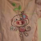 Jumping Beans Pink Cotton Knit Embroidered Monkey Ruffle Snap Bodysuit 3-6M — photo 2