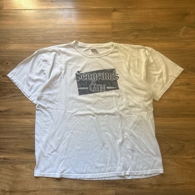 Seagram's Gin Graphic Logo T-Shirt Men's XL White Cotton Crew Neck Short Sleeve