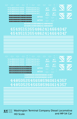 K4 HO Scale Decals Washington Terminal Co. Diesel Locomotive White Blue Scheme