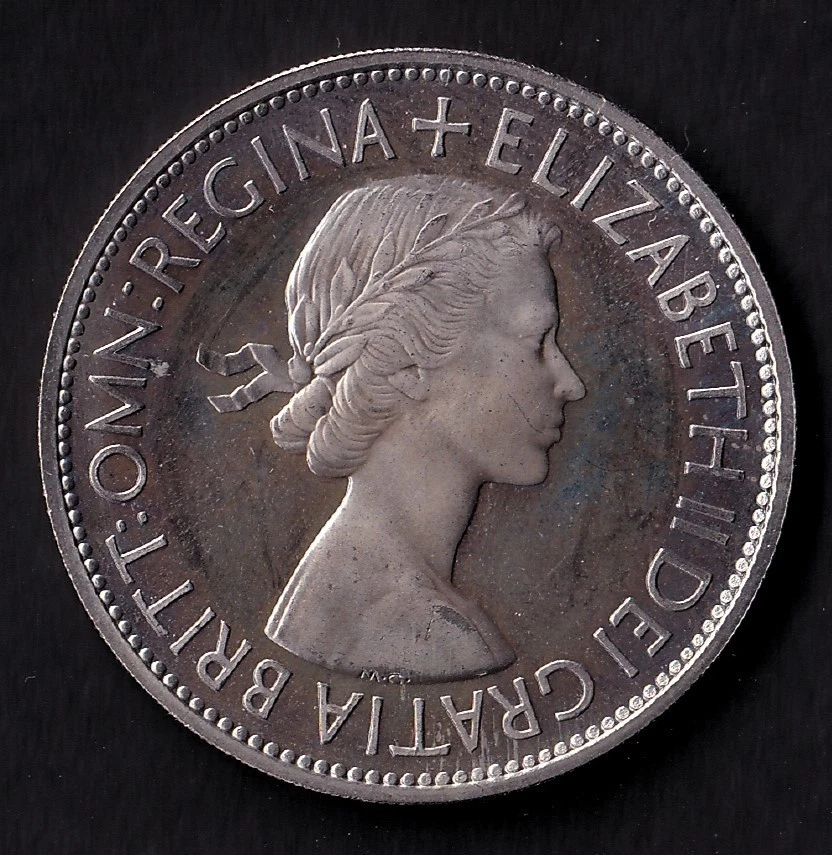 Great Britain 1953 1/2c One Half Crown Copper Nickel Queen Elizabeth II Proof - Image 2 of 2