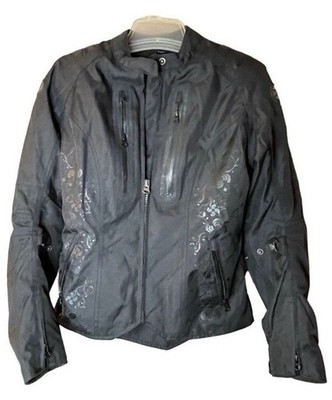Joe Rocket Women's Motorcycle Jacket Black Full-Zip Reflective Piping Sz S