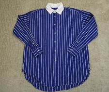 Polo Ralph Lauren Shirt Boys 14 Blue Striped Oxford Button Down Contrast Collar