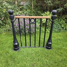 Short Antique Metal Stairs Banister Rail With Teak Wooden Top