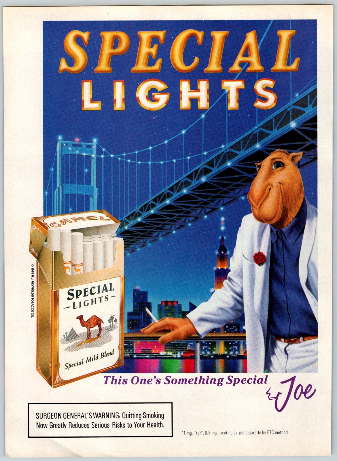 Brooklyn Bridge Joe Camel 1993 cigarrillos camel vintage 8"X11" revista anuncio HTN57