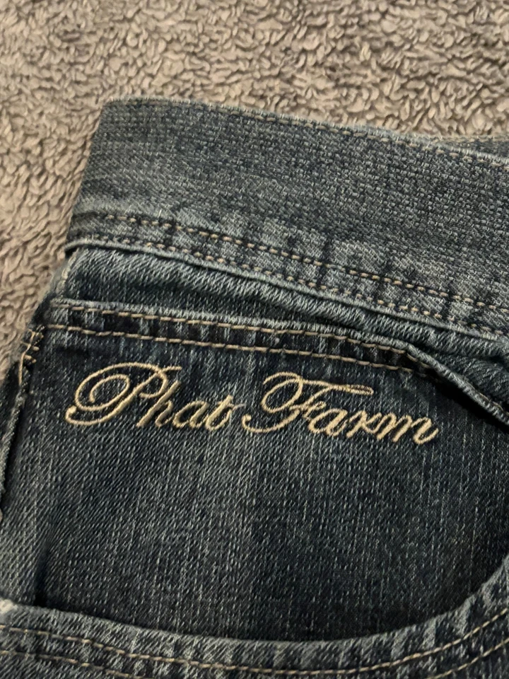 Pantalones de mezclilla vintage Phat Farm para hombre 48 Y2K calce clásico holgados hip hop moda azul Foto 2 de 4