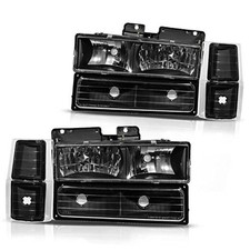 Headlights Assembly Compatible with 1994-1999 Chevy Black Housing Clear Lens