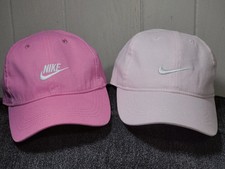 GIRLS Children kids 4-7 Nike club futura cap hat lot of 2 curved brim pink
