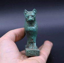 Authentic Ancient Egyptian Antiques Egyptian Green Figure Of Bastet Egyptian BC