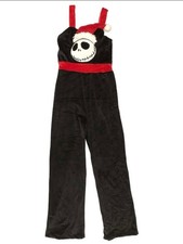 Womens Black Nightmare Before Christmas Holiday Overalls Jumpsuit XS