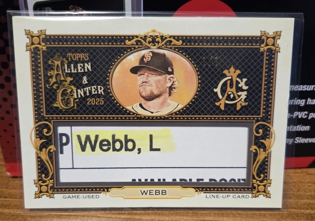 2025 Allen & Ginter Logan Webb Game Used Lineup Card 1/1 #LRC-LW Giants