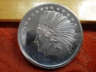 Indian Head Eagle Design Silver Towne 1 Oz .999 Silver Bullion Round