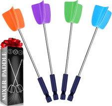 4 PCS Silicone Resin Mixer Paddles for Drill, Epoxy Mixer Attachment for Drill, 