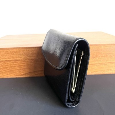 Vintage Coach Black Leather Kisslock Trifold Wallet Coin Purse | eBay