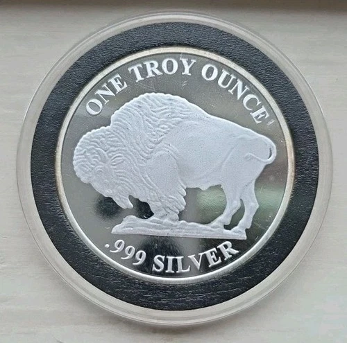 1 oz .999 Fine Silver Asahi Refining Mint Reverse Proof Buffalo Round
