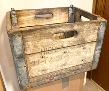 Vintage Milk Crate Wood Metal - Hidden Acres Dairy, Farmington, Maine