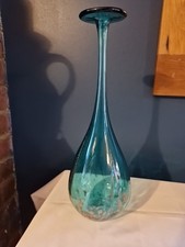 Vaso Urcina Alto Blu e Aventrino Vetro Soffiato a Mano Arte 40cm Possibilmente Murano