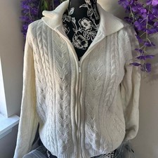 Vintage Alfred Dunner cable knit zip cardigan