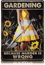 Funny Garden Signs for Outside - Gardening Because Sign 8x12 In Vintage Funny...