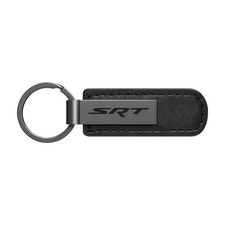 Dodge SRT Black PU Leather Strap Black Metal Bar Key Chain