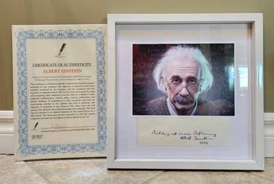 Albert Einstein -Authentic Hand Signed & Dated Message -Autographed -Framed -COA