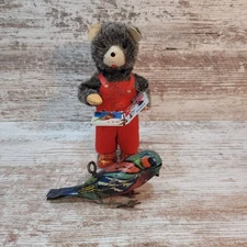 CUBBY BEAR & WALKING BIRD MECHANICAL WIND-UP Tin TOY Vintage Lot Of 2 