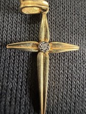 Kreuz Anhänger mit Diamant? 333 Gold 8 Karat Gelbgold Kreuz mit Stein