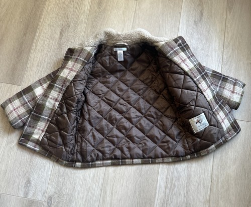 Janie and Jack Size 2T - 3T Brown PLAID SHERPA COLLAR JACKET Wool Blend Boys - Picture 5 of 7