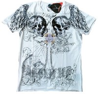 Cool Amplified Saint&Sinner Holy Skull Strass Rock Star Tattoo Vip T-Shirt S 48