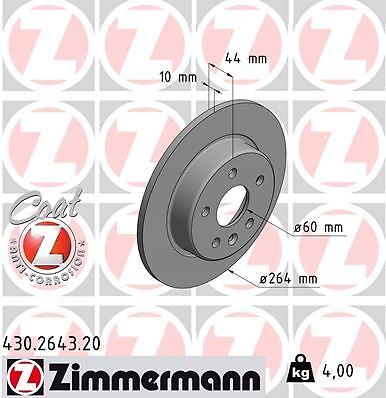 2x ZIMMERMANN Bremsscheibe 430.2643.20 für OPEL