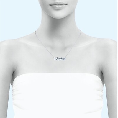 14K massives Weißgold personalisiert individuell kursiv Name Anhänger - Halskette Charm