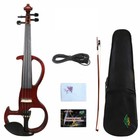 yinfente brown Electric  violin 4/4 full size silent Soild Wood Free case bow