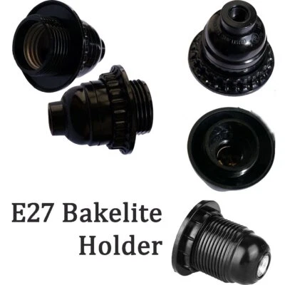SUN_SONE Black Vintage Bakelite Lamp Bulb Holders Edison Screw ES E27 Light Socket Holder