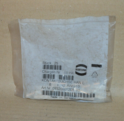25 Stück Harting HAN C 6 mm2 AWG 10 Kontaktbuchse 09320006208 00 NEU OVP