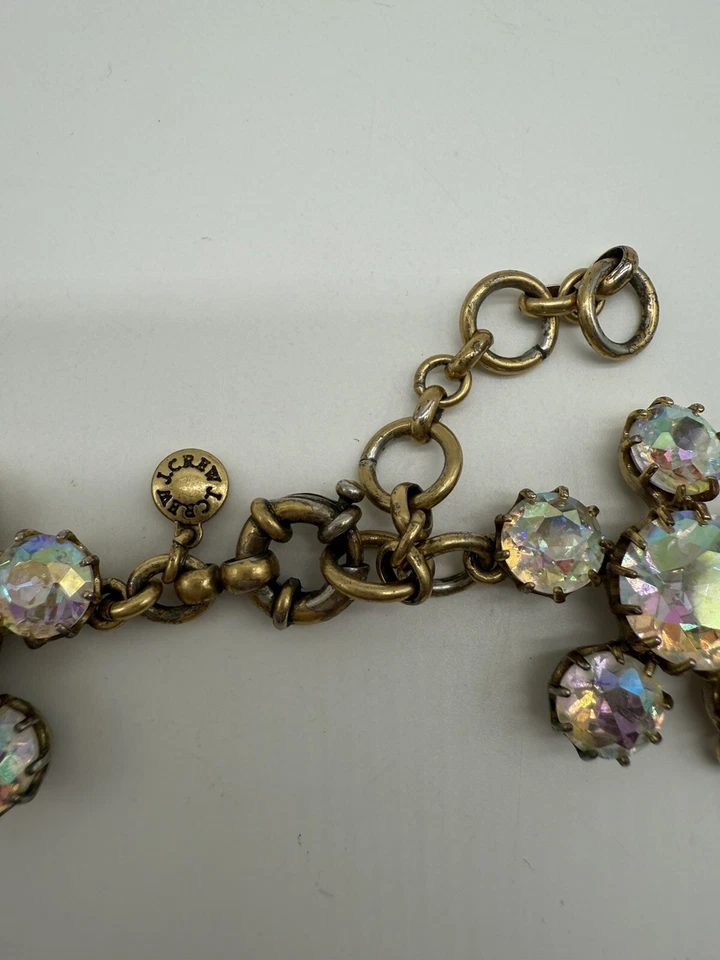 J. Collar CREW Margarita Cristal Flor Floral Transparente Piedra Iridiscente Collar Foto 3 de 4