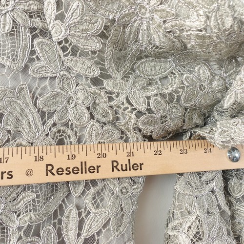 Silver Cocktail Lace Dress 20 2XL TERI JON Mother Of The Bride Flared Sleeve NEW - Picture 6 of 19