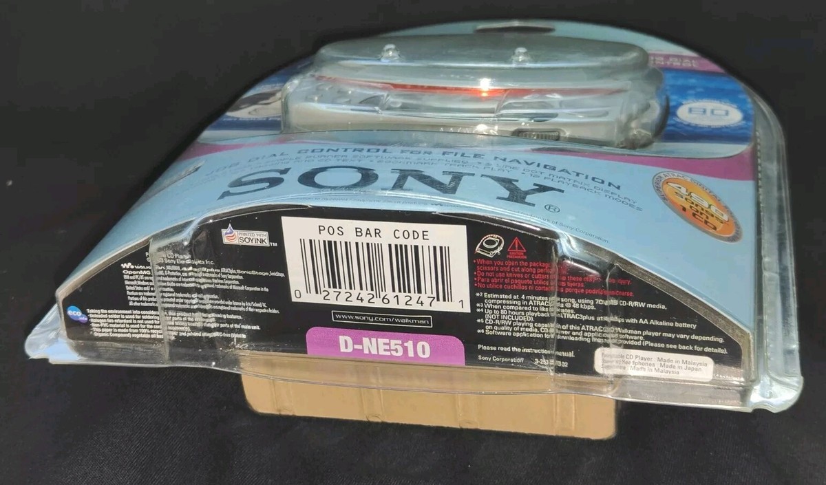 SONY CD WALKMAN D-NE510 PORTABLE CD PLAYER ATRAC3 PLUS MP3