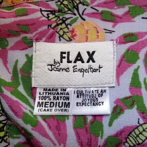 FLAX by Jeanne Engelhart vintage mens size M top purple floral bugs shirt - Picture 6 of 7