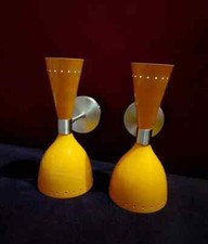 Brass 1950's Mid Century Brass Italian Diabolo Wall Sconce Light Fixture Pair