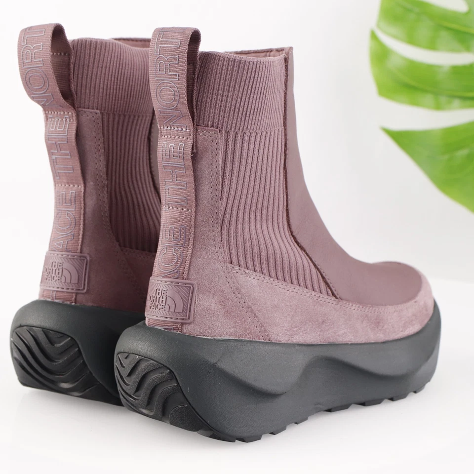 Bota de punto medio alto The North Face para mujer talla 7 botín de plataforma de cuero malva Foto 3 de 4