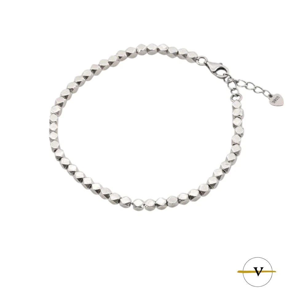 BRACCIALE UOMO DONNA  ARGENTO 925 RODIATO A CUBI CON CHIUSURA  A MOSCHETTONE - Immagine 4 di 4