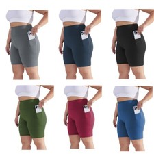 Women's Plus Size Biker Shorts w/Pockets High-Waist Tummy Control Yoga Shorts US