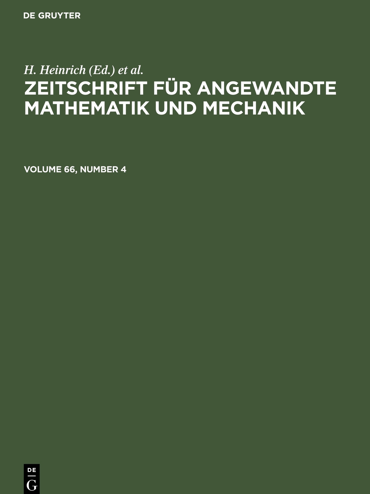 G. Schmid (u. A.) | Zeitschrift Für Angewandte Mathematik Und