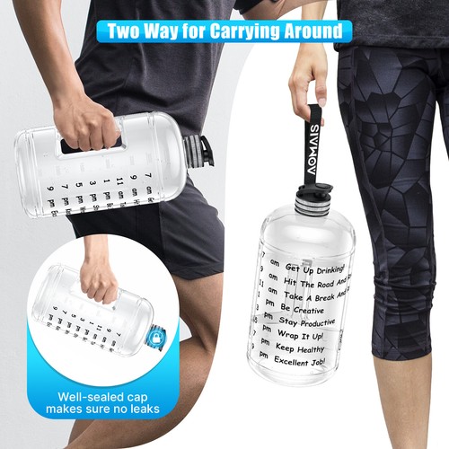 1 Gallon/128 oz Water Bottle w/ Straw Gym Training Fitness Jug Motivational Time - Picture 57 of 76