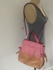 Orciani Fiamma Ombré Pink Brown Pebbled Textured Leather Shoulder Bag Purse New