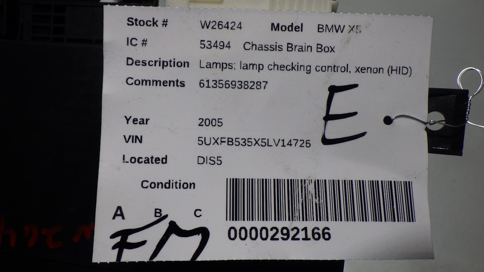BMW X5 04-06 E53 Xenon Headlight Light Control Check Module LKM 