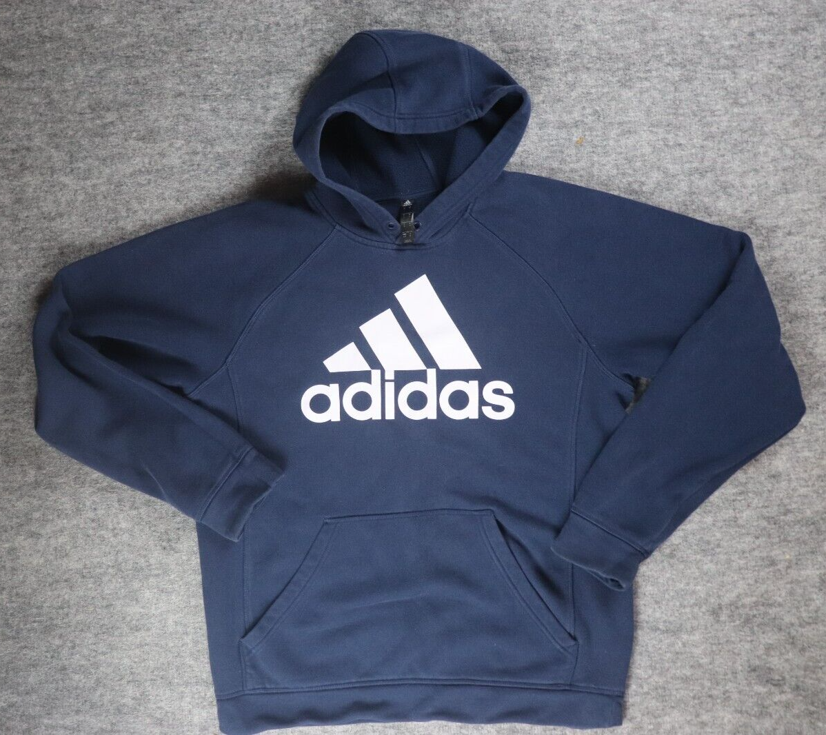 Adidas Sweater Mens Small Blue Hoodie Long Sleeve Double Pocket