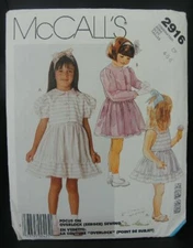 McCalls Sewing Pattern 1987 Girl Unlined Jacket & Sundress 2916 Size 4-5-6 Uncut
