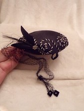 VTG Black Hat with White Black Design