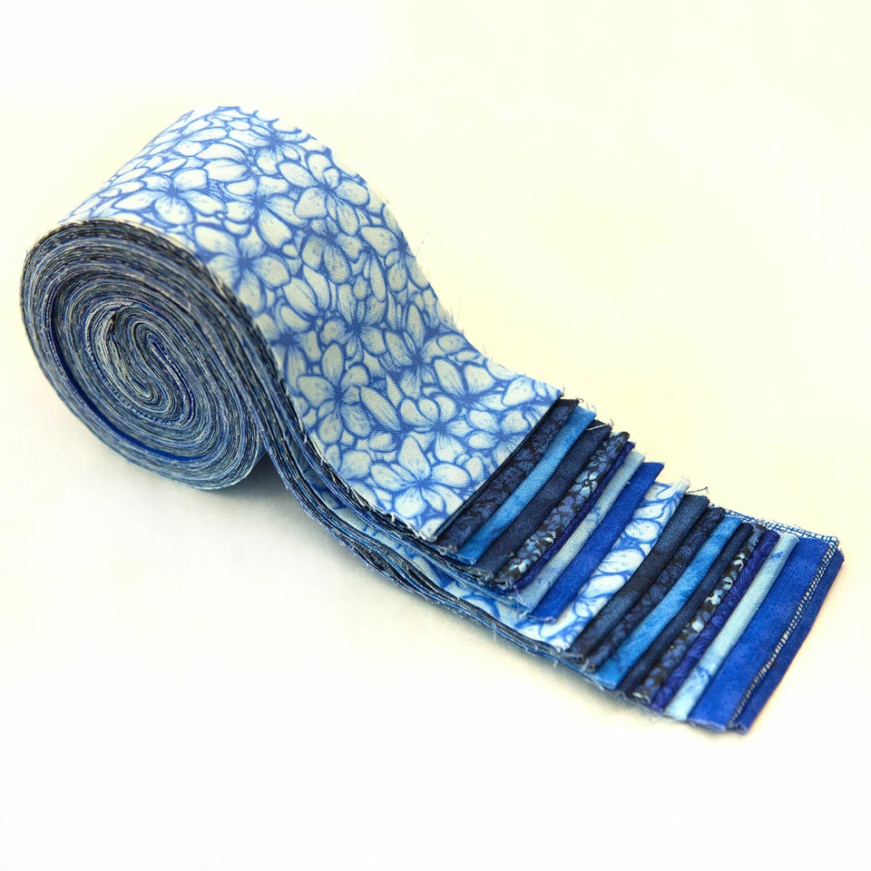 18-pc It's All Blue Jelly Roll 2.5" pre-cut 100% cotton fabric quilting strips - Image 2 of 3