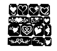 bm2024 set 1 heart kiss me devil tribal GLITTERTATTOO 14 stencils glitter tattoo